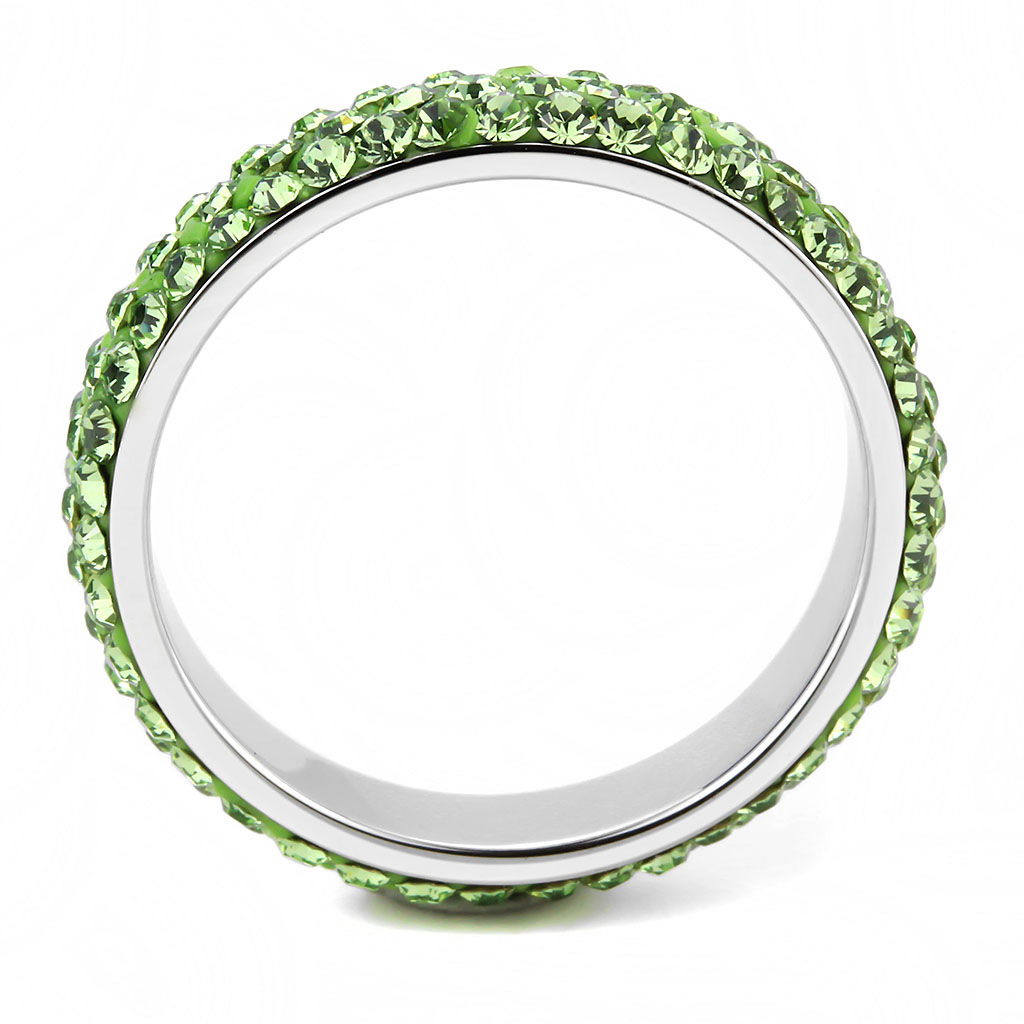 TK3537 - Stainless Steel Ring High polished (no plating) Women Top Grade Crystal Peridot