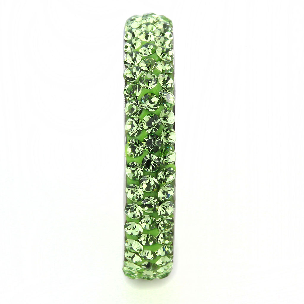 TK3537 - Stainless Steel Ring High polished (no plating) Women Top Grade Crystal Peridot