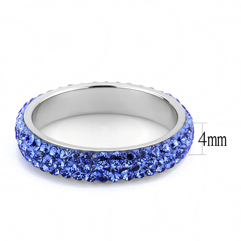 TK3539 - Stainless Steel Ring High polished (no plating) Women Top Grade Crystal Sapphire