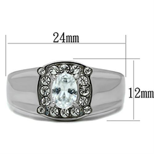 TK353 - Stainless Steel Ring High polished (no plating) Men AAA Grade CZ Clear