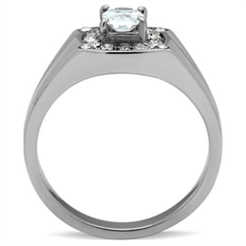 TK353 - Stainless Steel Ring High polished (no plating) Men AAA Grade CZ Clear