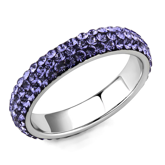 TK3540 - Stainless Steel Ring High polished (no plating) Women Top Grade Crystal Tanzanite