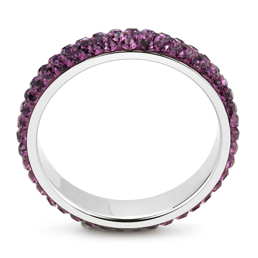 TK3541 - Stainless Steel Ring High polished (no plating) Women Top Grade Crystal Amethyst