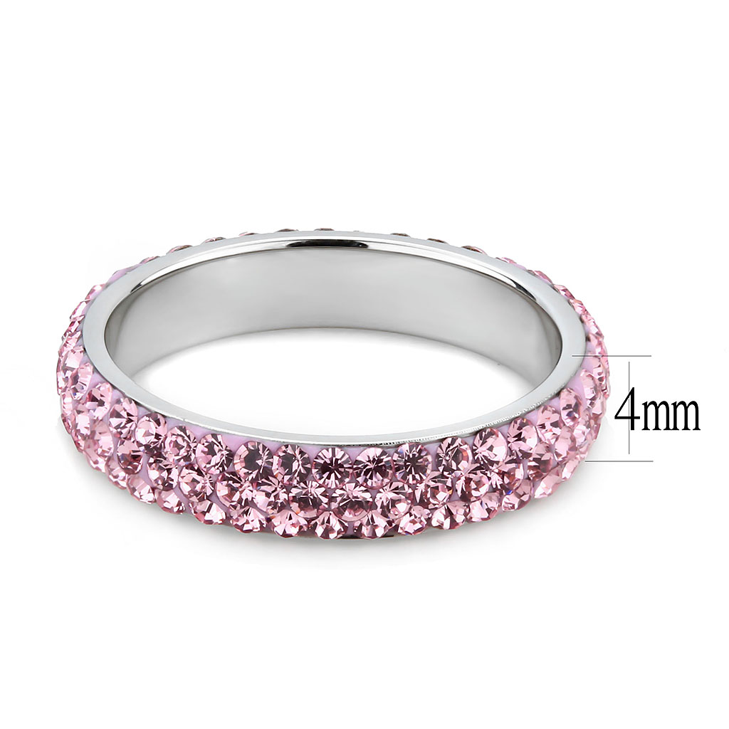 TK3543 - Stainless Steel Ring High polished (no plating) Women Top Grade Crystal Light Rose