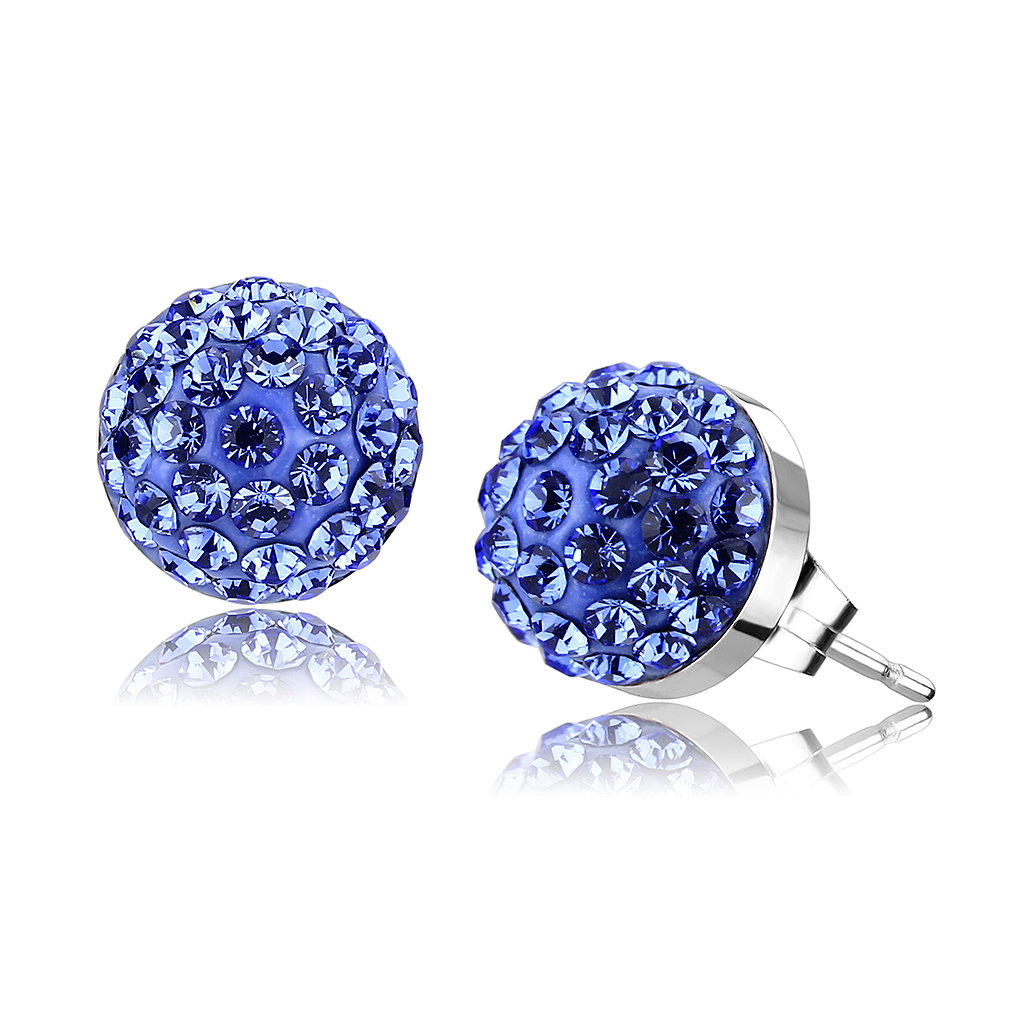 TK3550 - Stainless Steel Earrings High polished (no plating) Women Top Grade Crystal Sapphire