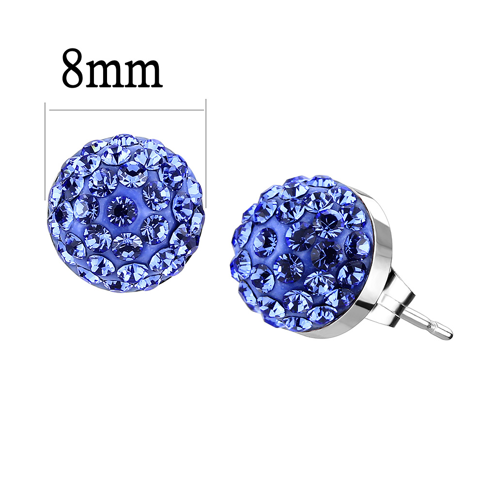 TK3550 - Stainless Steel Earrings High polished (no plating) Women Top Grade Crystal Sapphire