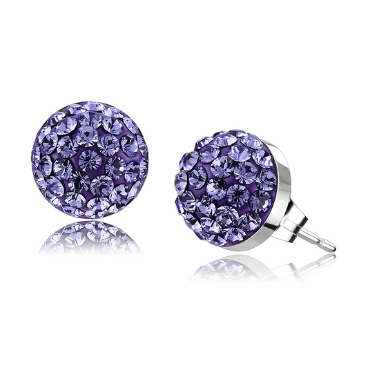 TK3551 - Stainless Steel Earrings High polished (no plating) Women Top Grade Crystal Tanzanite