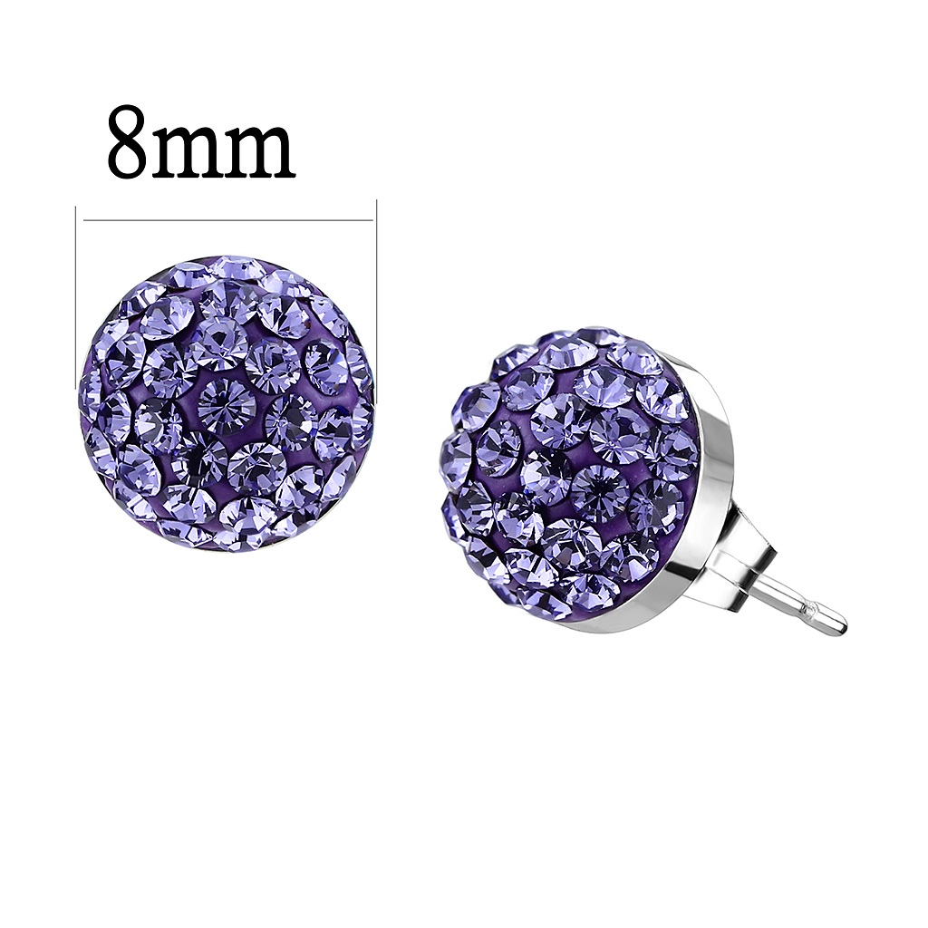 TK3551 - Stainless Steel Earrings High polished (no plating) Women Top Grade Crystal Tanzanite