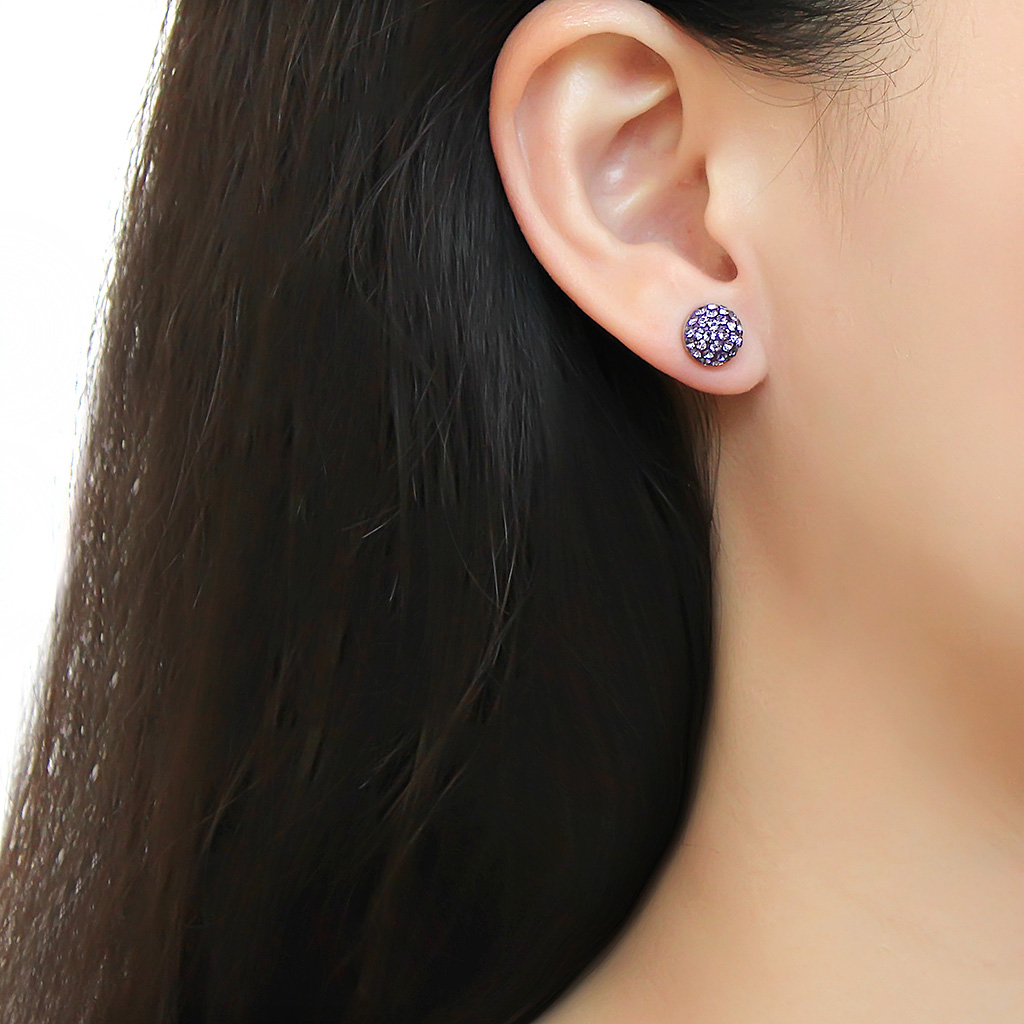 TK3551 - Stainless Steel Earrings High polished (no plating) Women Top Grade Crystal Tanzanite