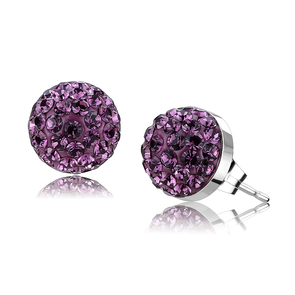 TK3552 - Stainless Steel Earrings High polished (no plating) Women Top Grade Crystal Amethyst