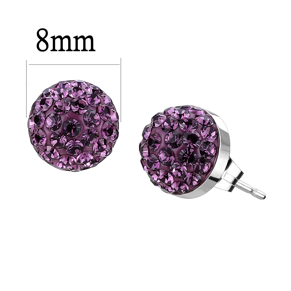 TK3552 - Stainless Steel Earrings High polished (no plating) Women Top Grade Crystal Amethyst