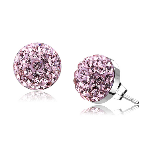 TK3554 - Stainless Steel Earrings High polished (no plating) Women Top Grade Crystal Light Rose