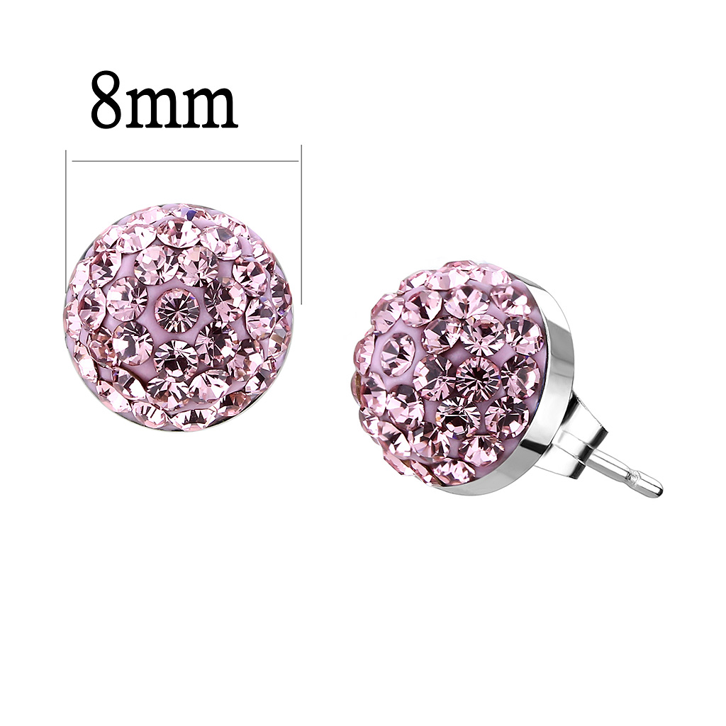 TK3554 - Stainless Steel Earrings High polished (no plating) Women Top Grade Crystal Light Rose