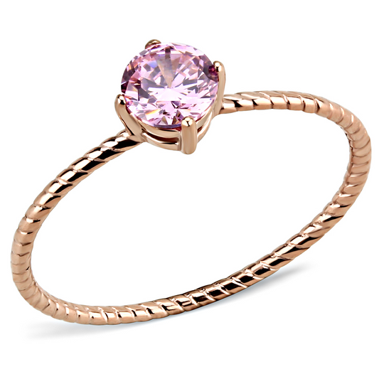 TK3558 - Stainless Steel Ring IP Rose Gold(Ion Plating) Women AAA Grade CZ Rose