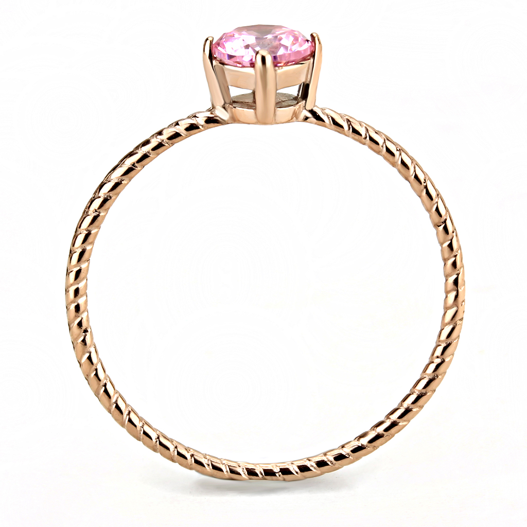 TK3558 - Stainless Steel Ring IP Rose Gold(Ion Plating) Women AAA Grade CZ Rose