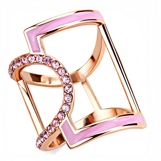 TK3561 - Stainless Steel Ring IP Rose Gold(Ion Plating) Women Top Grade Crystal Light Rose