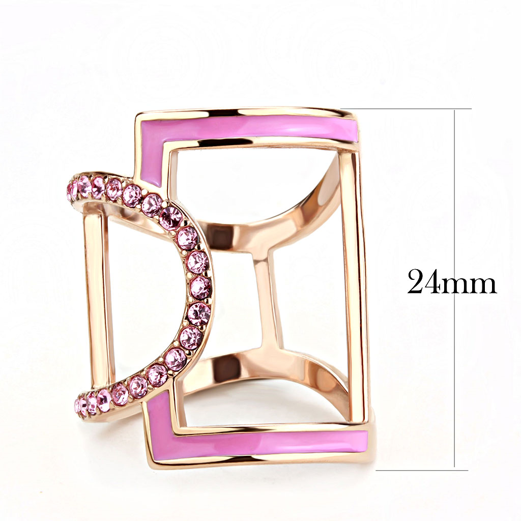 TK3561 - Stainless Steel Ring IP Rose Gold(Ion Plating) Women Top Grade Crystal Light Rose