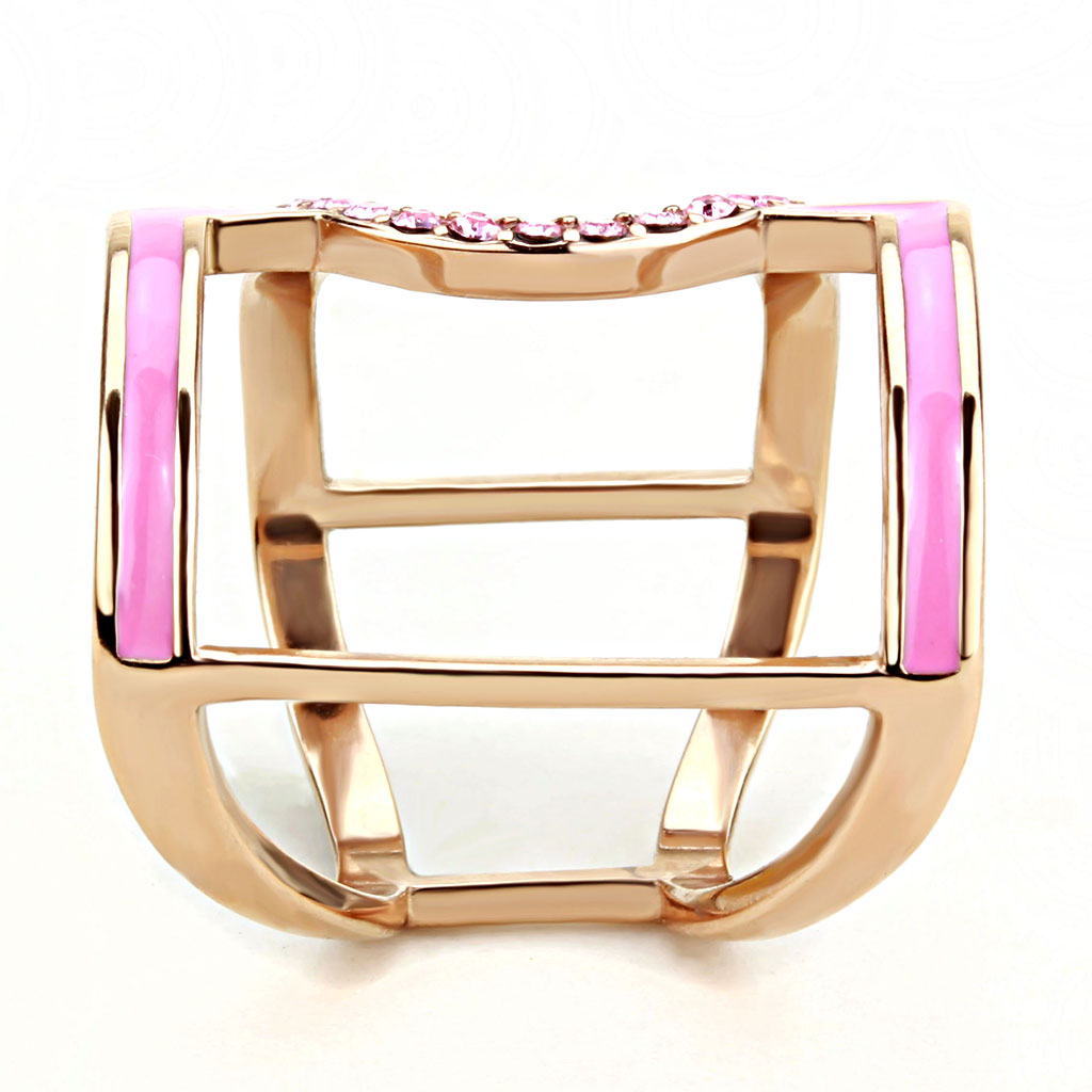 TK3561 - Stainless Steel Ring IP Rose Gold(Ion Plating) Women Top Grade Crystal Light Rose