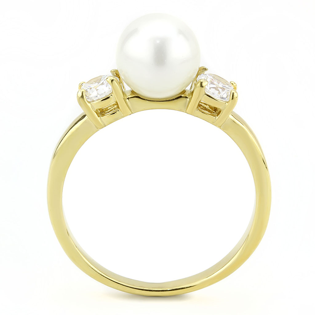 TK3567 - Stainless Steel Ring IP Gold(Ion Plating) Women Synthetic White