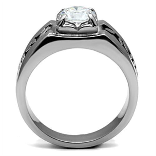 TK356 - Stainless Steel Ring High polished (no plating) Men AAA Grade CZ Clear