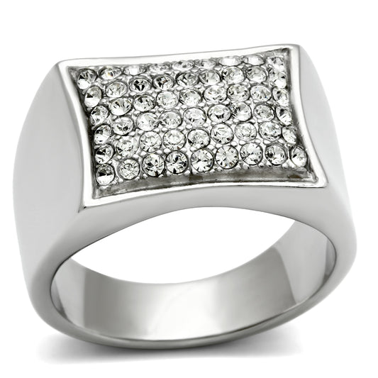 TK357 - Stainless Steel Ring High polished (no plating) Men Top Grade Crystal Clear