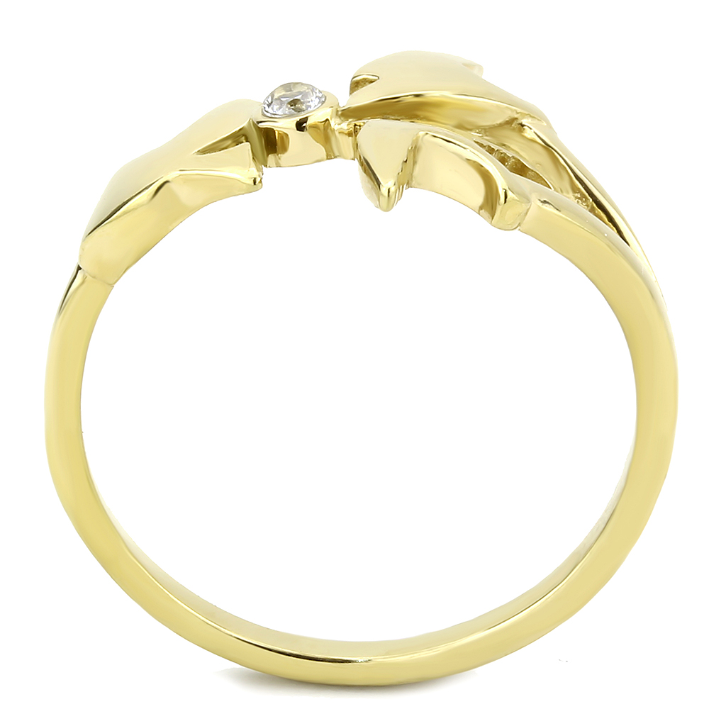 TK3573 - Stainless Steel Ring IP Gold(Ion Plating) Women AAA Grade CZ Clear