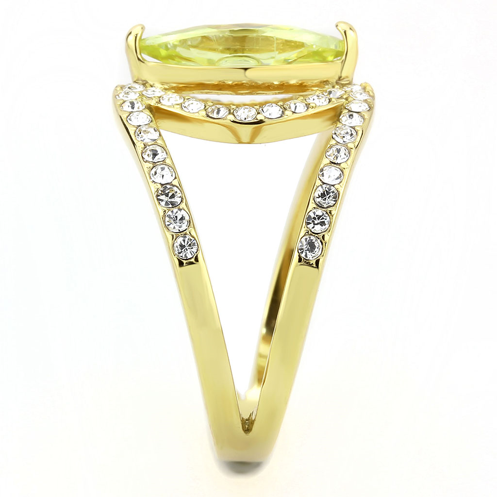 TK3578 - Stainless Steel Ring IP Gold(Ion Plating) Women AAA Grade CZ Apple Green color