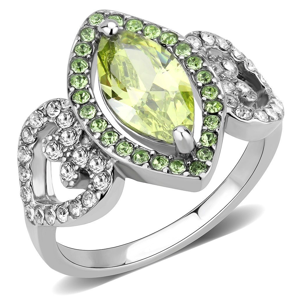 TK3579 - Stainless Steel Ring No Plating Women AAA Grade CZ Apple Green color