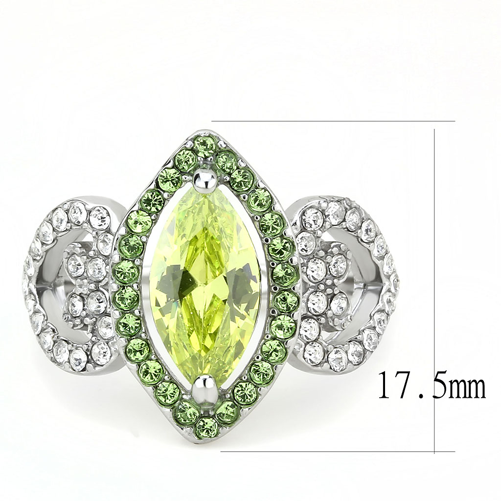 TK3579 - Stainless Steel Ring No Plating Women AAA Grade CZ Apple Green color