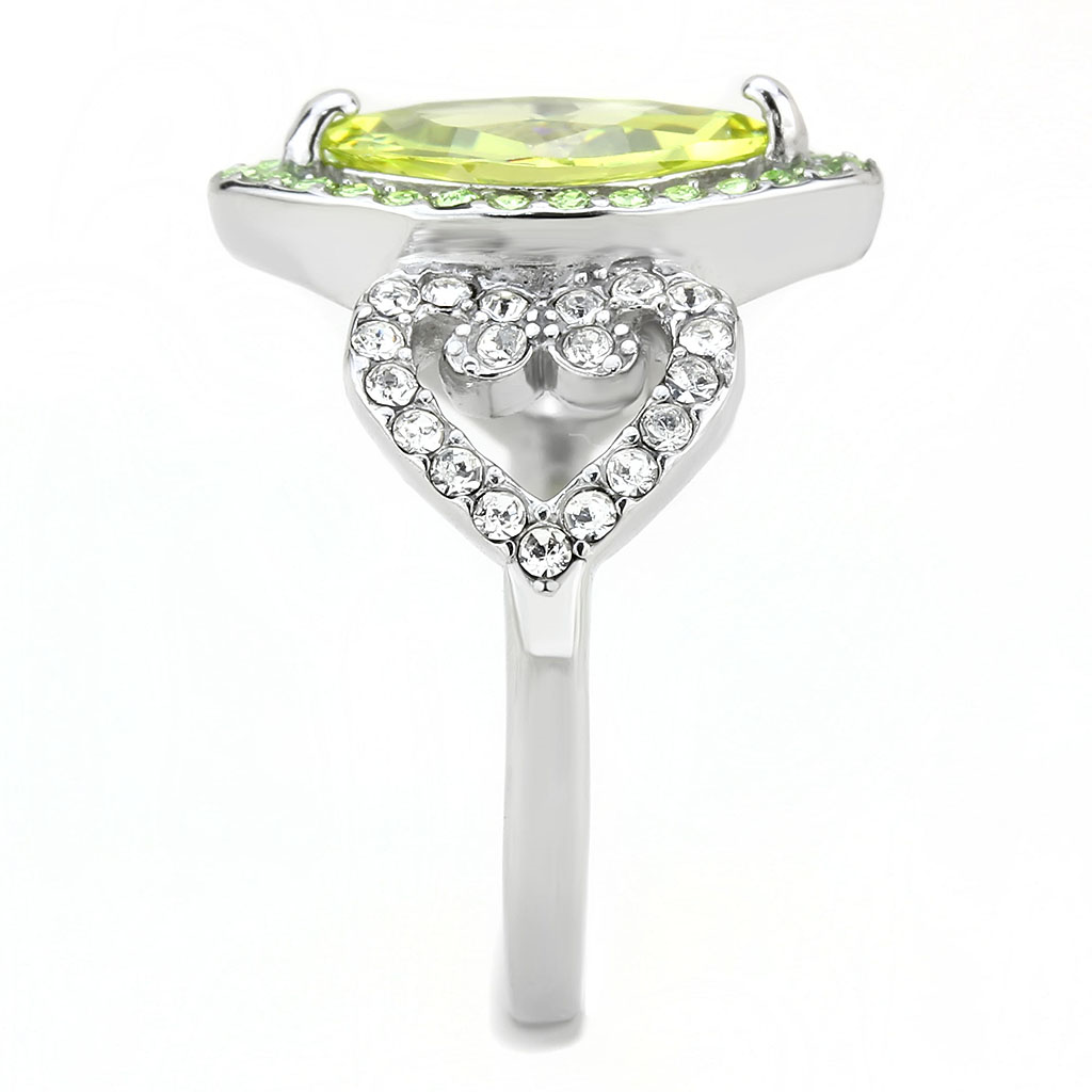 TK3579 - Stainless Steel Ring No Plating Women AAA Grade CZ Apple Green color