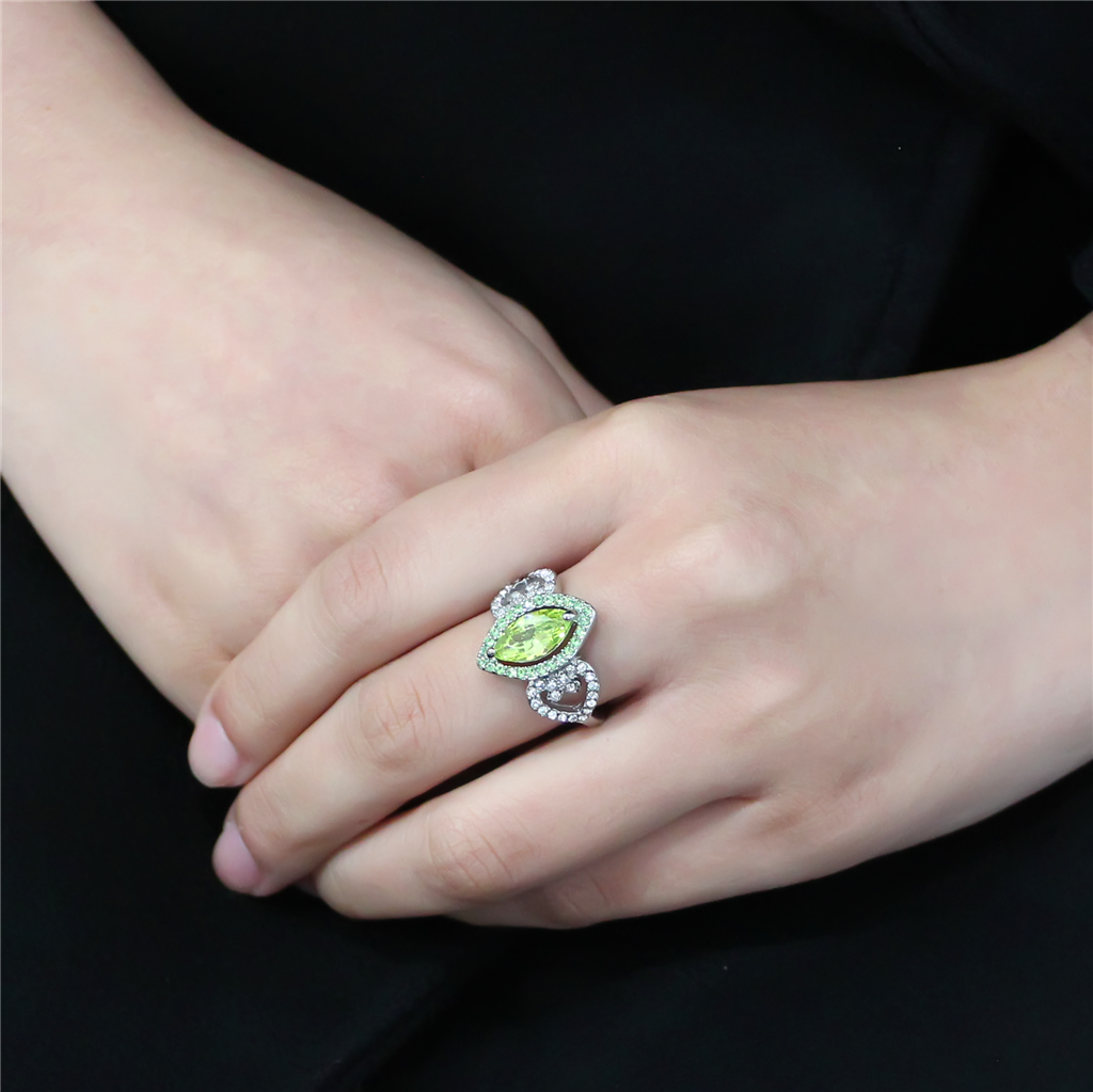 TK3579 - Stainless Steel Ring No Plating Women AAA Grade CZ Apple Green color