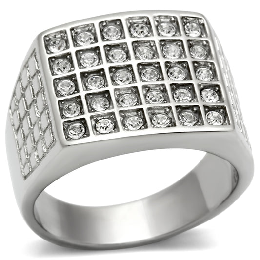 TK358 - Stainless Steel Ring High polished (no plating) Men Top Grade Crystal Clear