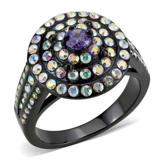 TK3580 - Stainless Steel Ring IP Black(Ion Plating) Women Assorted Multi Color