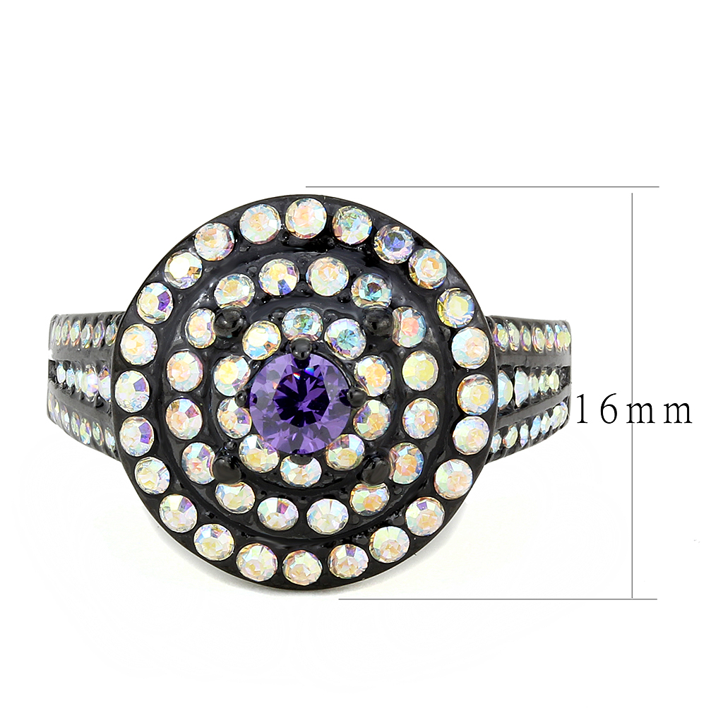 TK3580 - Stainless Steel Ring IP Black(Ion Plating) Women Assorted Multi Color