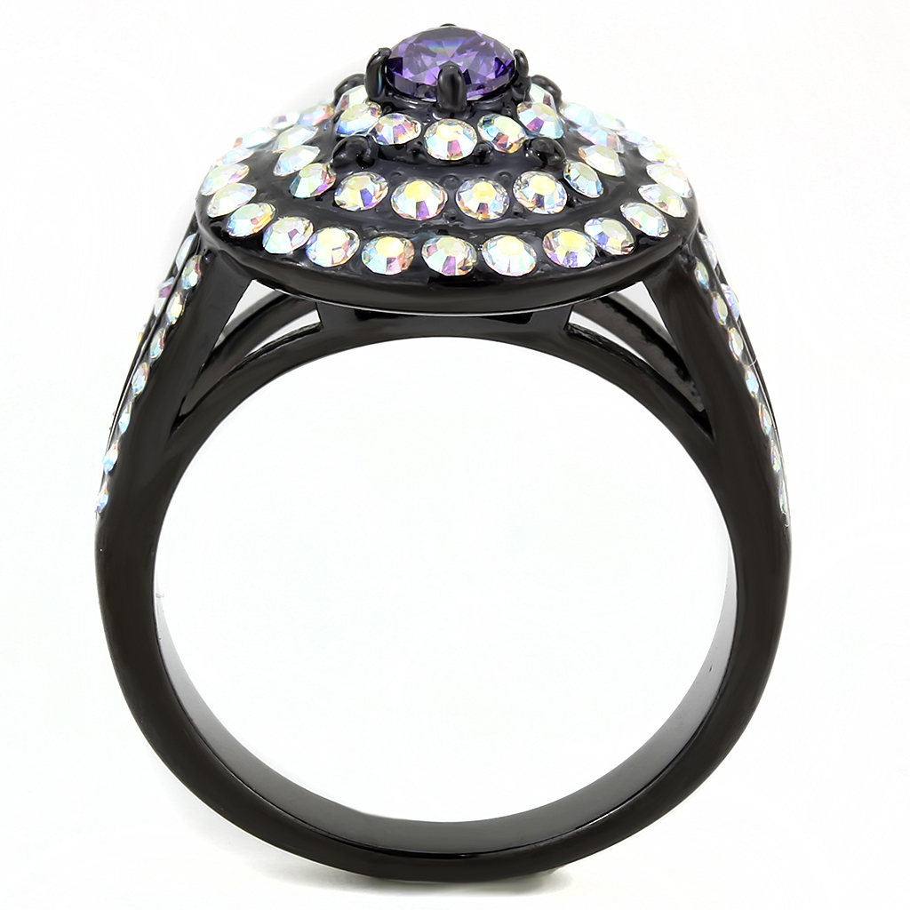 TK3580 - Stainless Steel Ring IP Black(Ion Plating) Women Assorted Multi Color