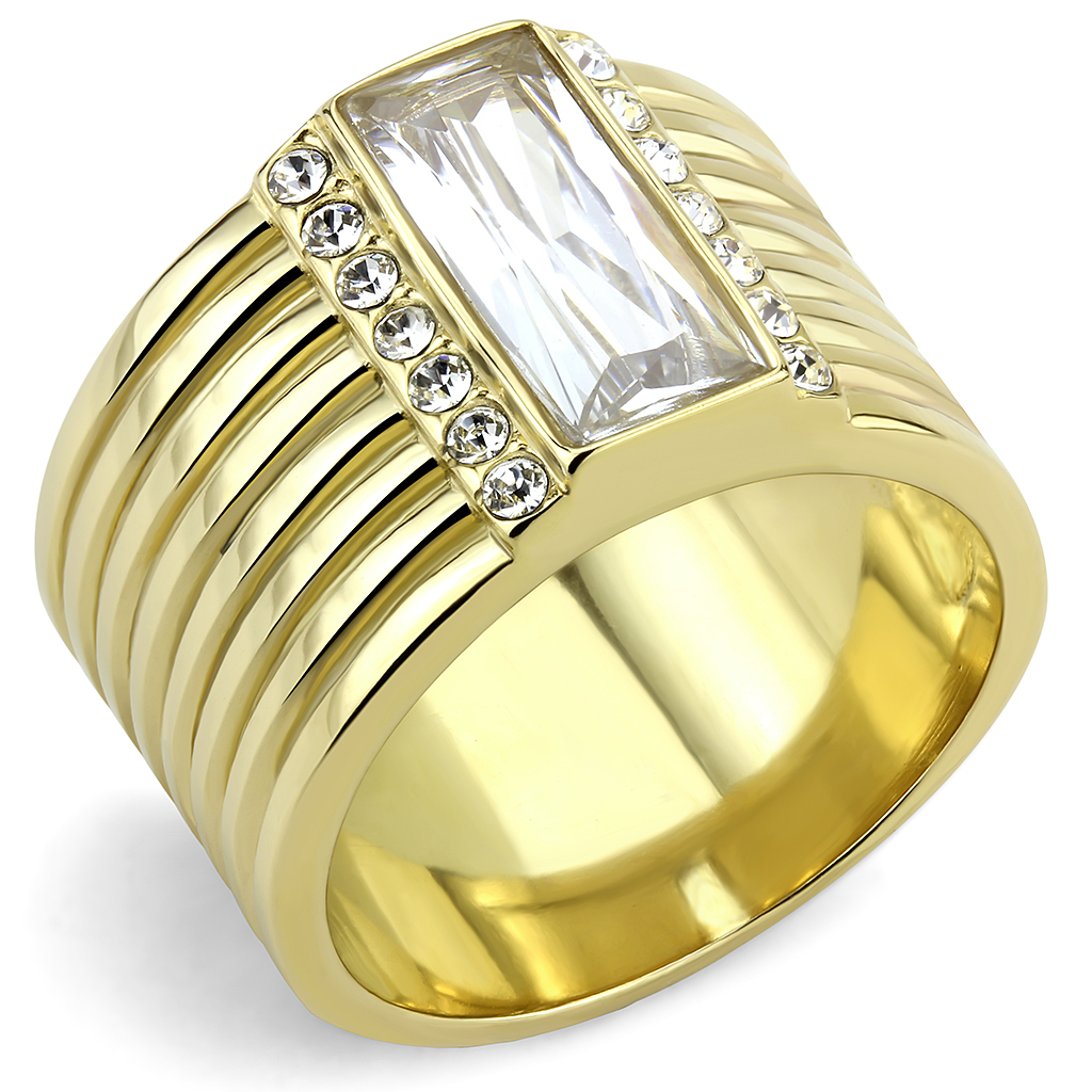 TK3581 - Stainless Steel Ring IP Gold(Ion Plating) Women AAA Grade CZ Clear