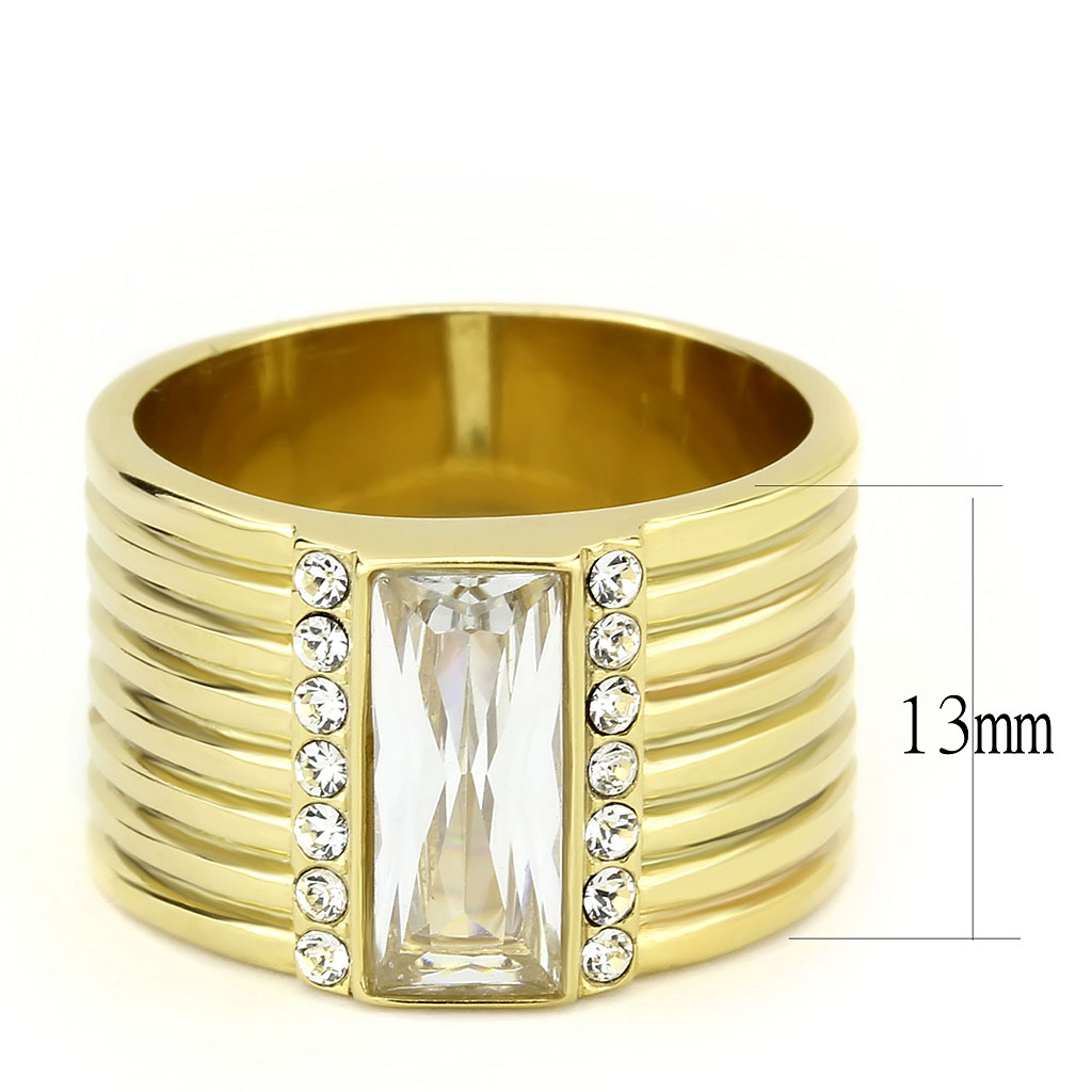 TK3581 - Stainless Steel Ring IP Gold(Ion Plating) Women AAA Grade CZ Clear