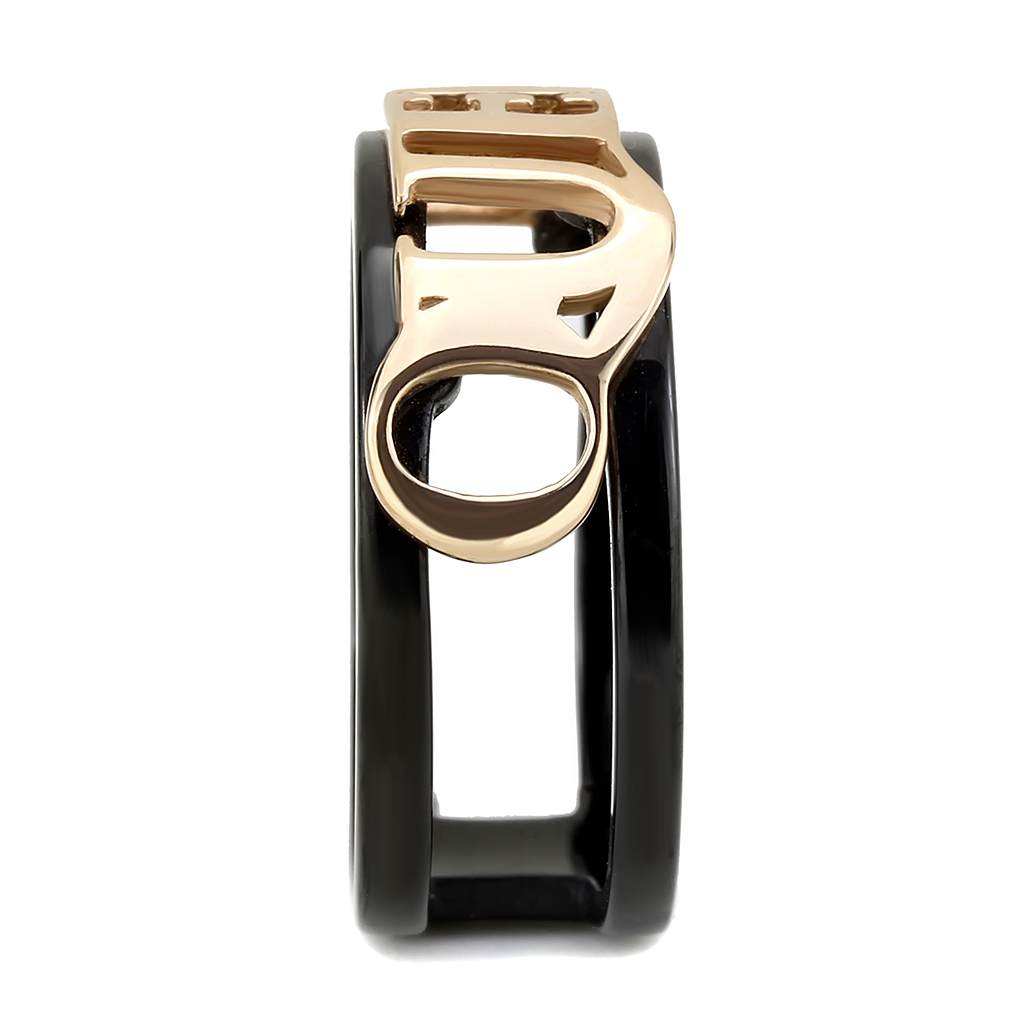 TK3584 - Stainless Steel Ring IP Rose Gold+ IP Black (Ion Plating) Women No Stone No Stone