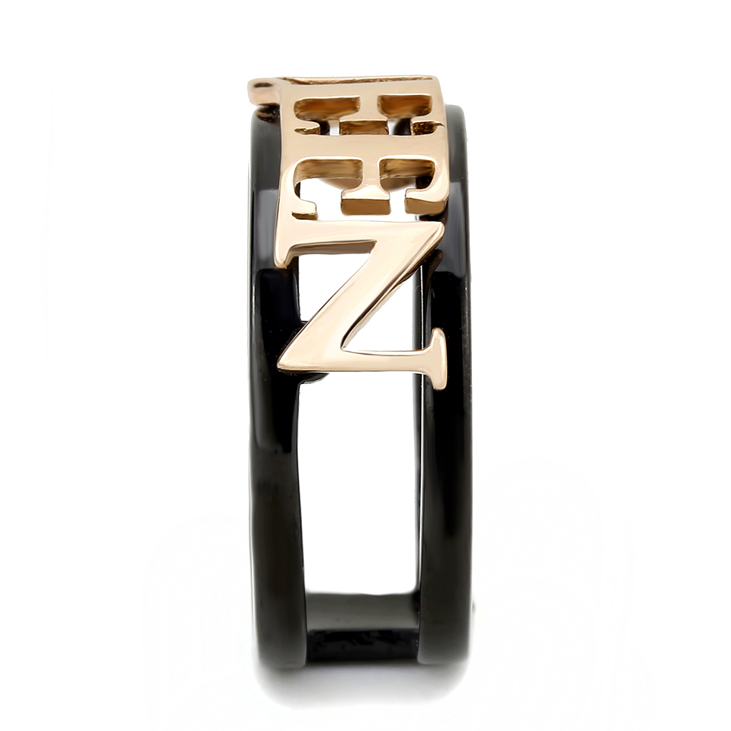 TK3584 - Stainless Steel Ring IP Rose Gold+ IP Black (Ion Plating) Women No Stone No Stone