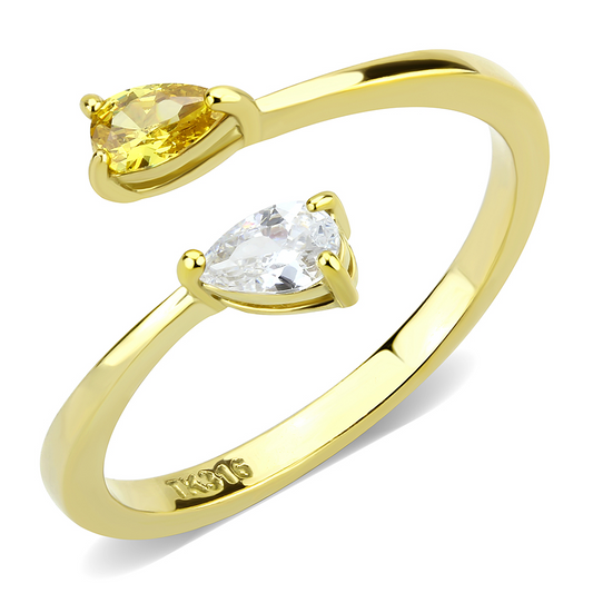 TK3586 - Stainless Steel Ring IP Gold(Ion Plating) Women AAA Grade CZ Topaz