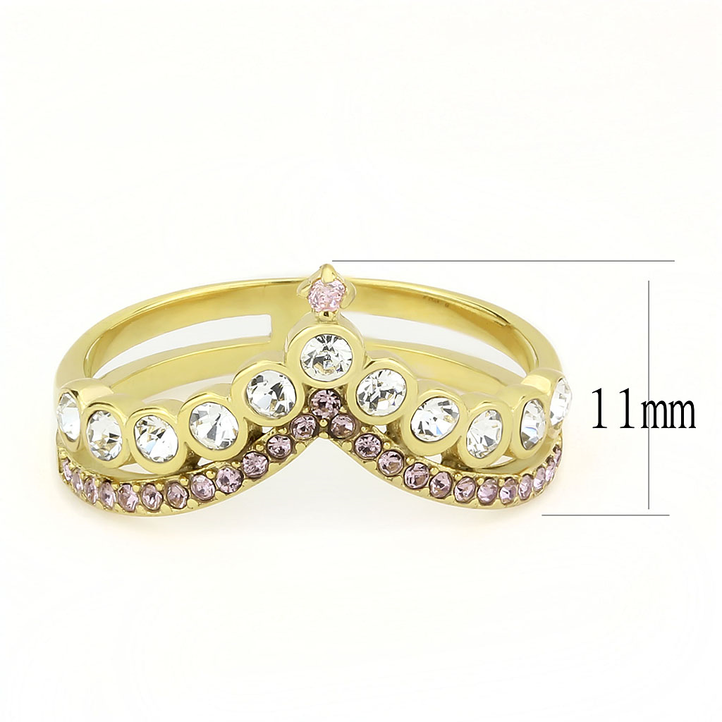 TK3587 - Stainless Steel Ring IP Gold(Ion Plating) Women AAA Grade CZ Rose