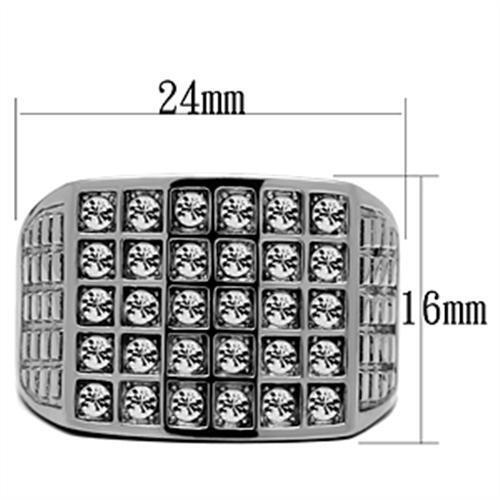 TK358 - Stainless Steel Ring High polished (no plating) Men Top Grade Crystal Clear