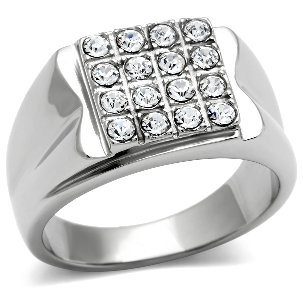 TK359 - Stainless Steel Ring High polished (no plating) Men Top Grade Crystal Clear