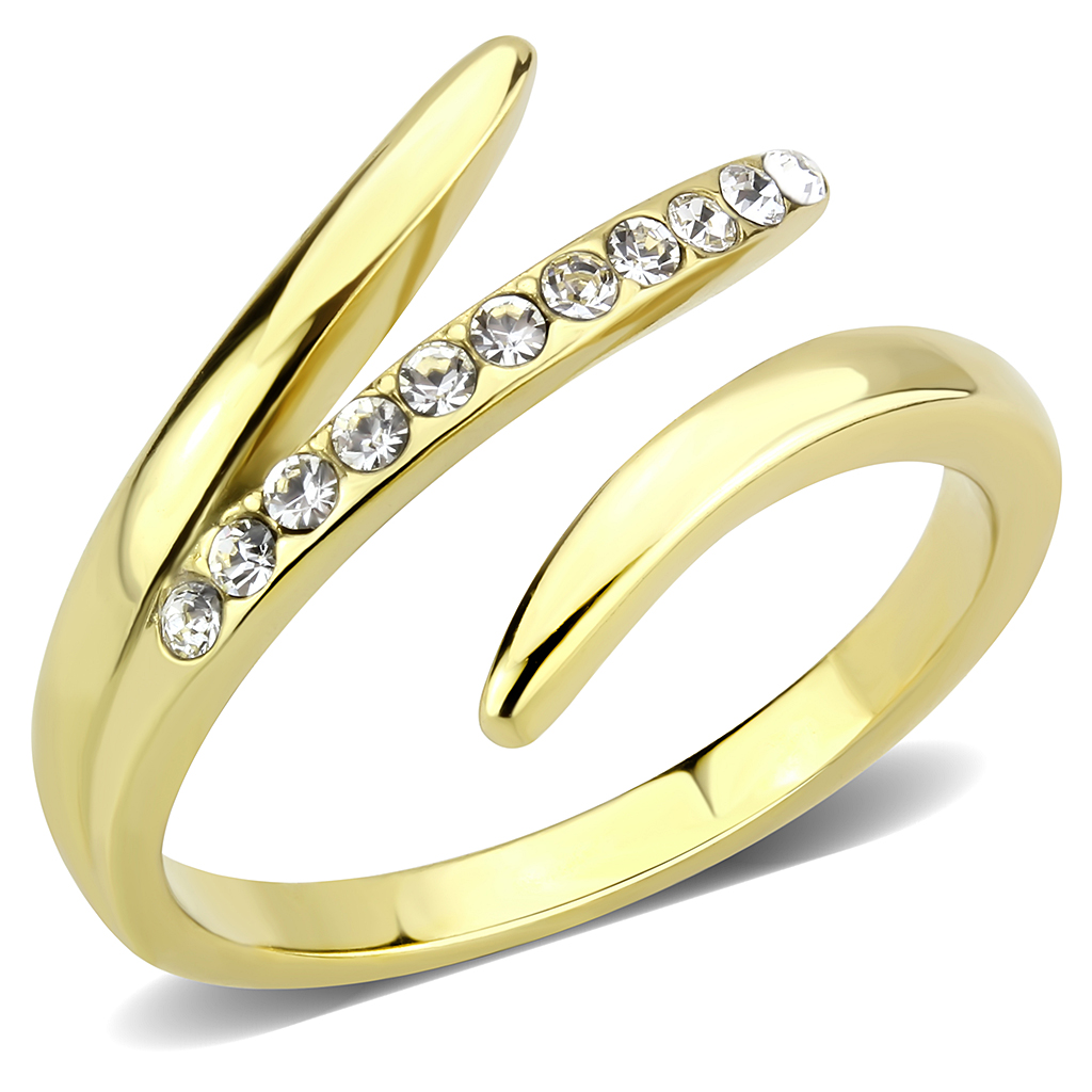 TK3590 - Stainless Steel Ring IP Gold(Ion Plating) Women Top Grade Crystal Clear