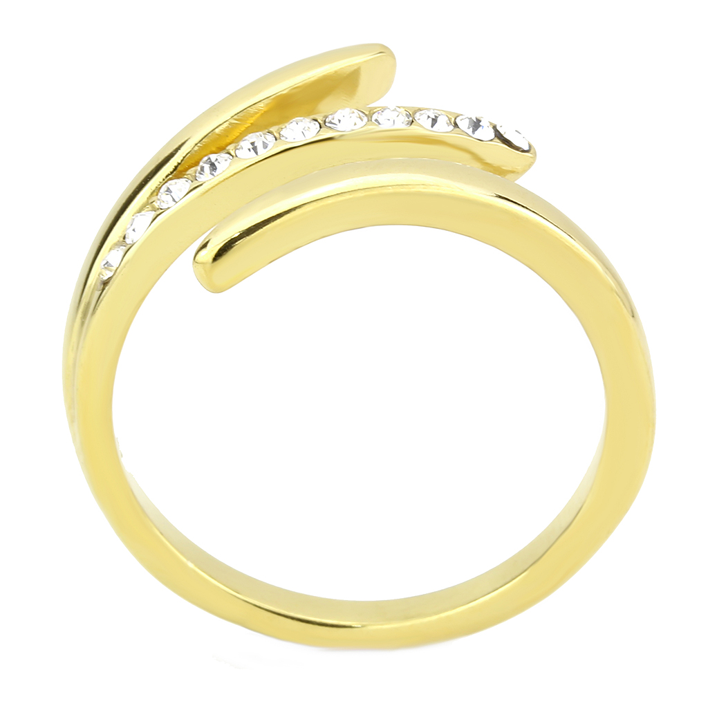 TK3590 - Stainless Steel Ring IP Gold(Ion Plating) Women Top Grade Crystal Clear