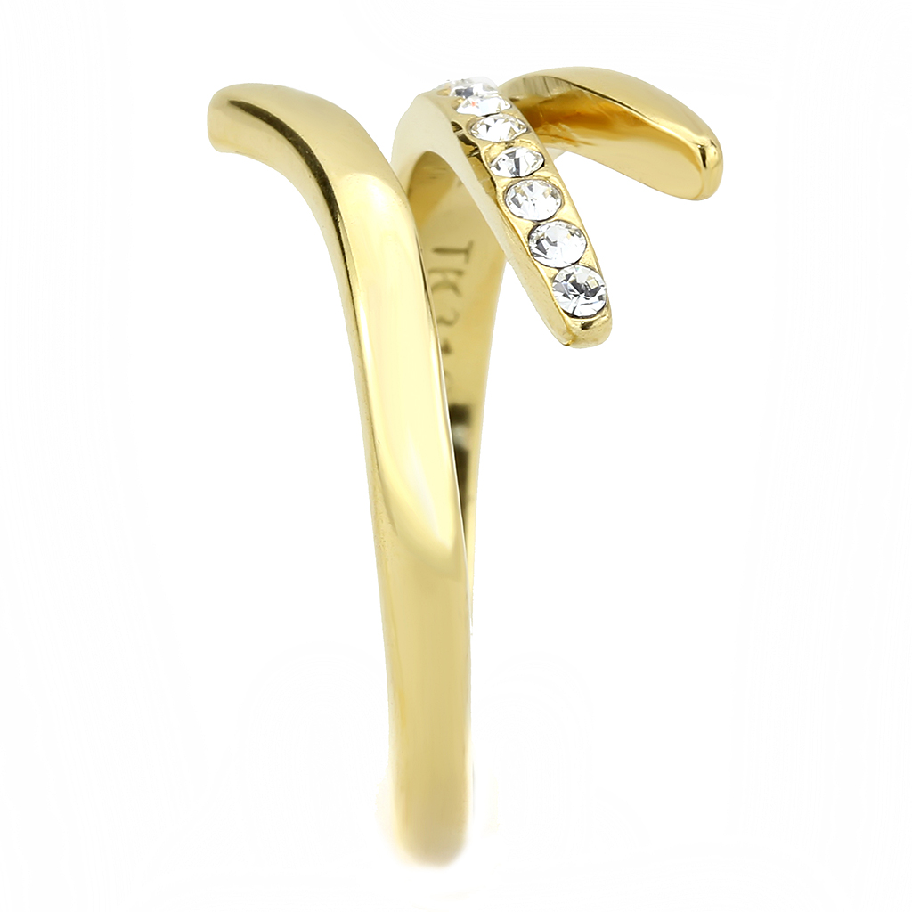 TK3590 - Stainless Steel Ring IP Gold(Ion Plating) Women Top Grade Crystal Clear