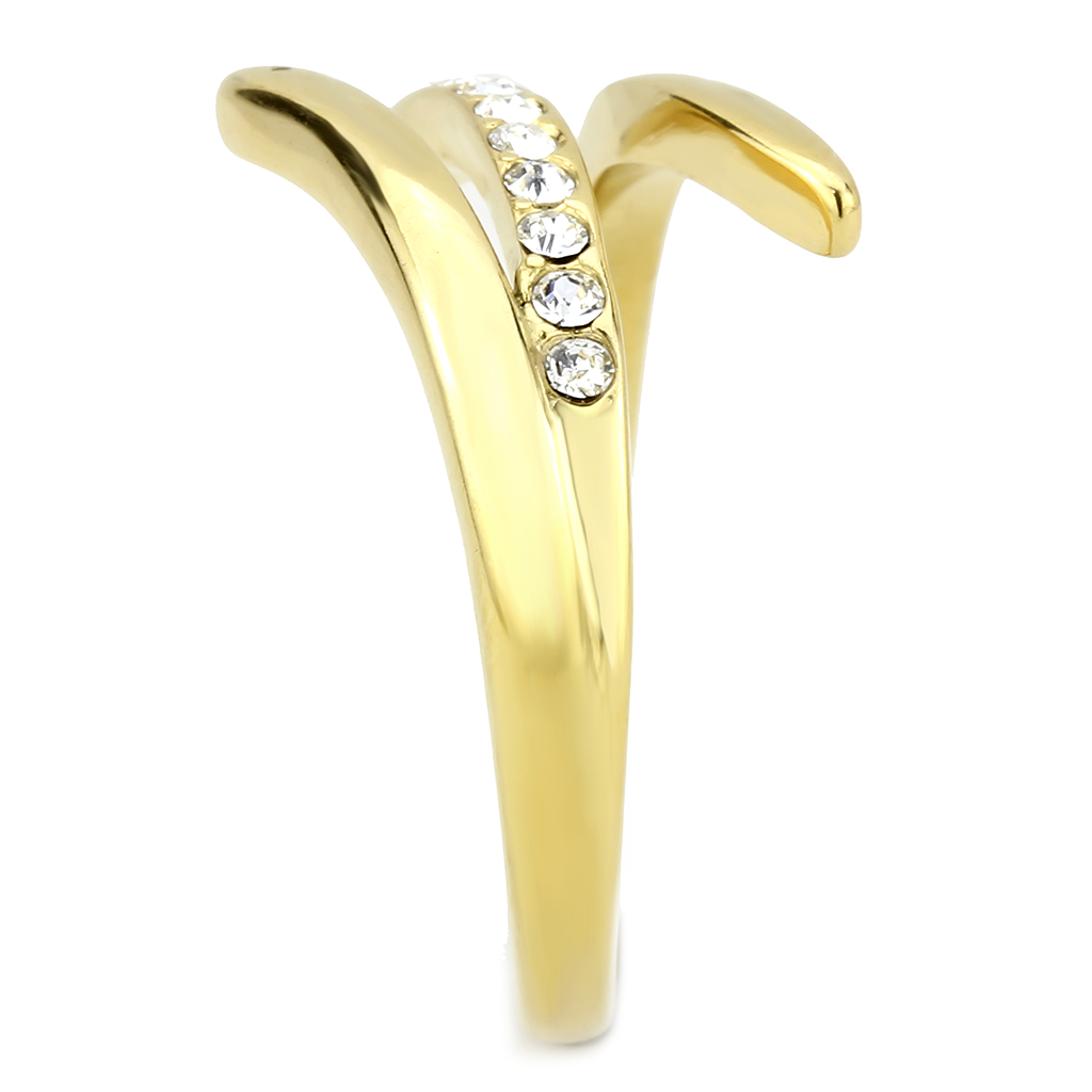 TK3590 - Stainless Steel Ring IP Gold(Ion Plating) Women Top Grade Crystal Clear