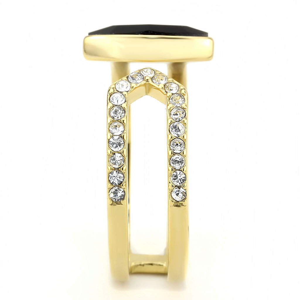 TK3591 - Stainless Steel Ring IP Gold(Ion Plating) Women Top Grade Crystal Jet