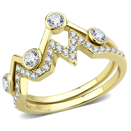 TK3596 - Stainless Steel Ring IP Gold(Ion Plating) Women AAA Grade CZ Clear