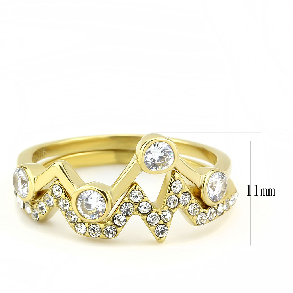 TK3596 - Stainless Steel Ring IP Gold(Ion Plating) Women AAA Grade CZ Clear